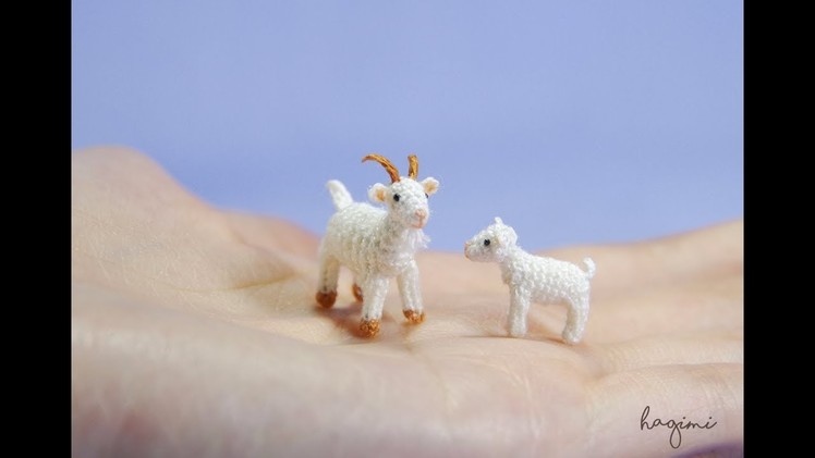 Crochet goat family - Doll house - Micro Amigurumi Crochet