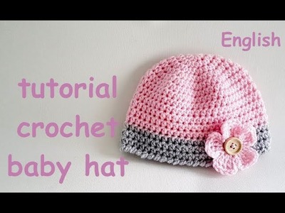 Crochet newborn baby hat flower