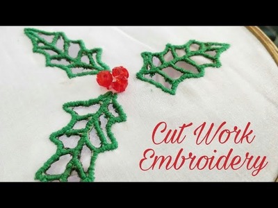 Cut Work Hand Embroidery Mistletoe (Christmas Theme)