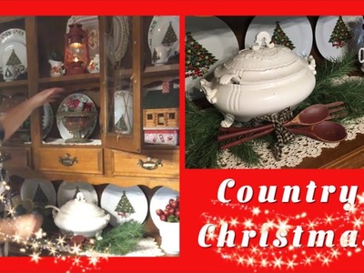 • Farmhouse Country Christmas China Cabinet •