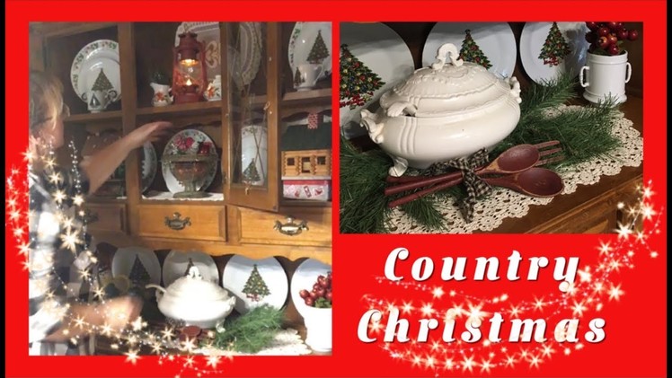 • Farmhouse Country Christmas China Cabinet •