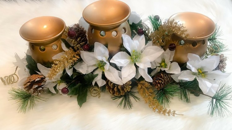 HOW TO MAKE A CHRISTMAS CANDLESTAND CENTERPIECE !???????? DOLLAR TREE