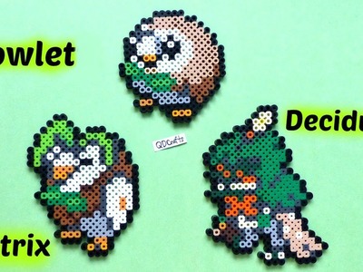 Perler Bead Pokémon: Rowlet, Dartrix, Decidueye Evolution Sprites