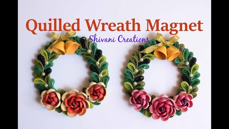 Quilled Wreath Fridge Magnet. Quilling Christmas Decoration. Miniature Quilling