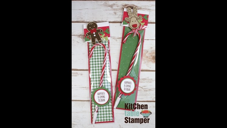 Stampin' Up! Cookie Cutter Christmas Candy Cane Pen Treat Tutorial