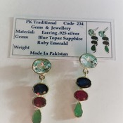 Topaz/Sapphire/Ruby/Emerald  Multi Stone Earrings