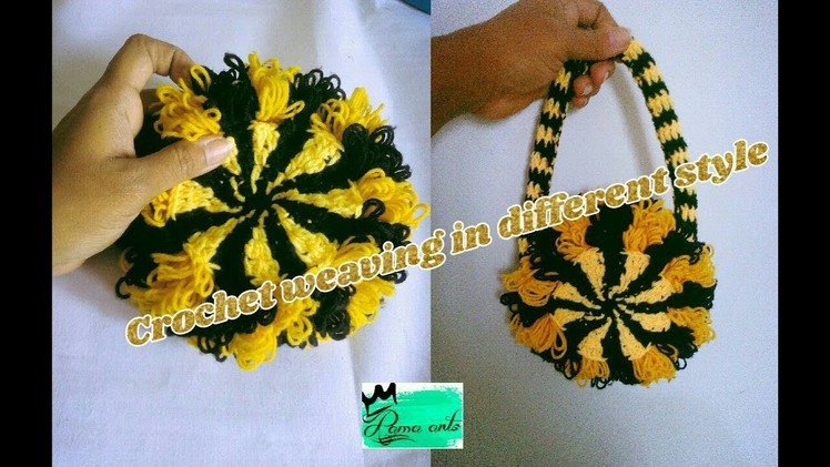 Woolen purse making with crochet weaving in different idea