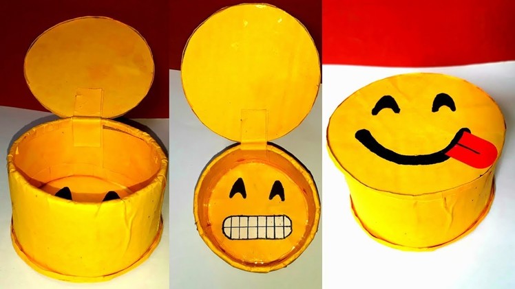 DIY emoji jewelry box.easy to reuse waste material. emoji decoration for gift.easy gift box making.