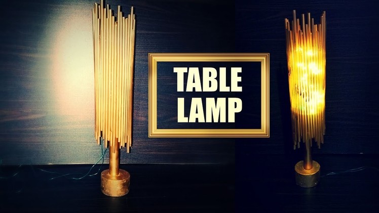 DIY. Golden Night Lamp. Table Lamp with plaster of Paris and straws