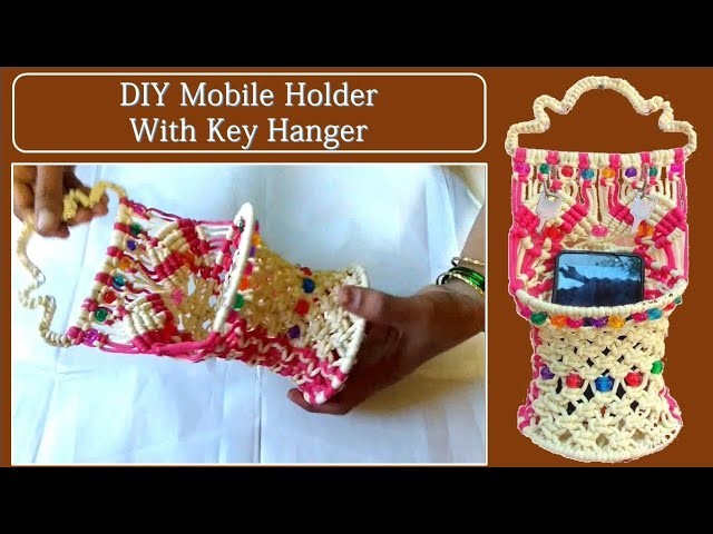 DIY How to make wall hanging Mobile Holder with key hanger| Easy tutorial| must watch!!