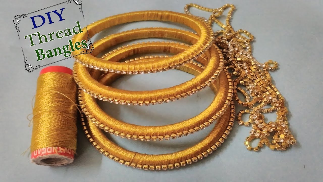 DIY |  Silk Thread Fancy Gold Color Side Bangles | Short Time Make A Bangles