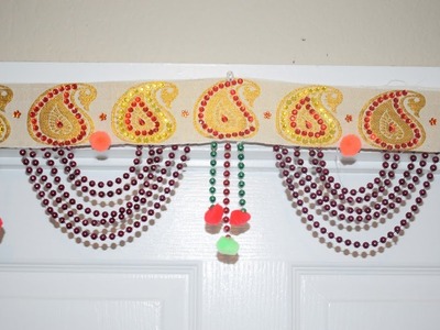 Door hangings using beads at home| Bandhanwar ideas | Toran using silk saree border | DIY Toran idea