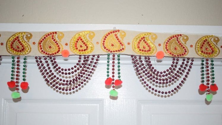 Door hangings using beads at home| Bandhanwar ideas | Toran using silk saree border | DIY Toran idea