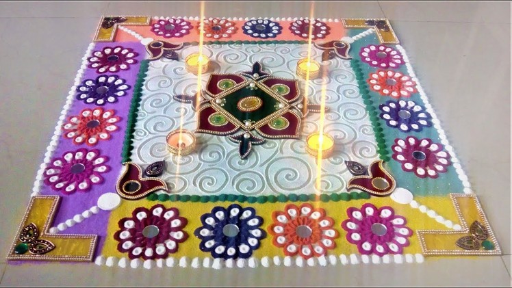 Fancy Coloured Rangoli for Diwali| DIY Guided Rangoli by Shital Mahajan.