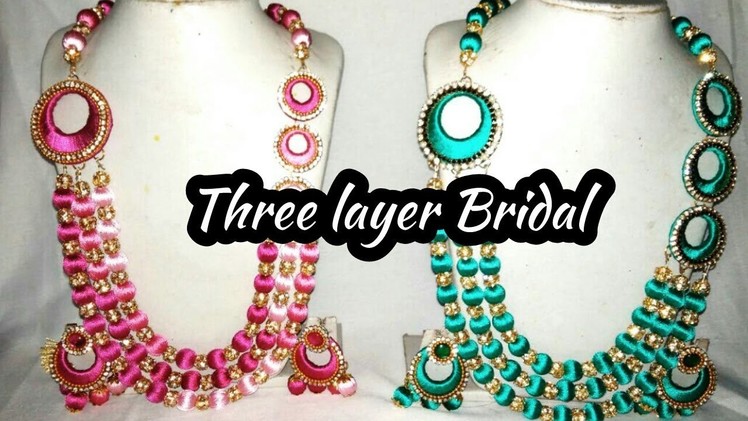 Grand Threelayer Bridal full Set | Silk thread jewelry set at home