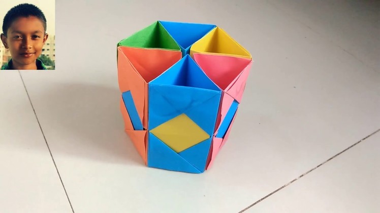 How to Make a  paper pencil holder | Easy origami pen holders for beginners making by Tamjid