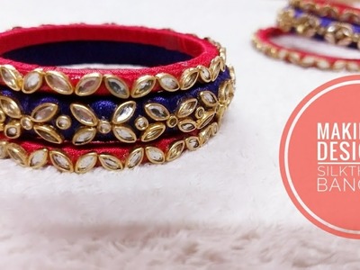 How to make designer silkthread bangles || kundan jewelry || bridal