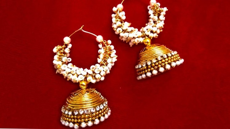 How to make silk thread earring | Pearl Earring making at home