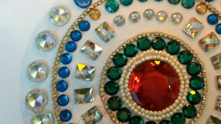 Kundan Rangoli with Crystals and Beads on Ohp sheets