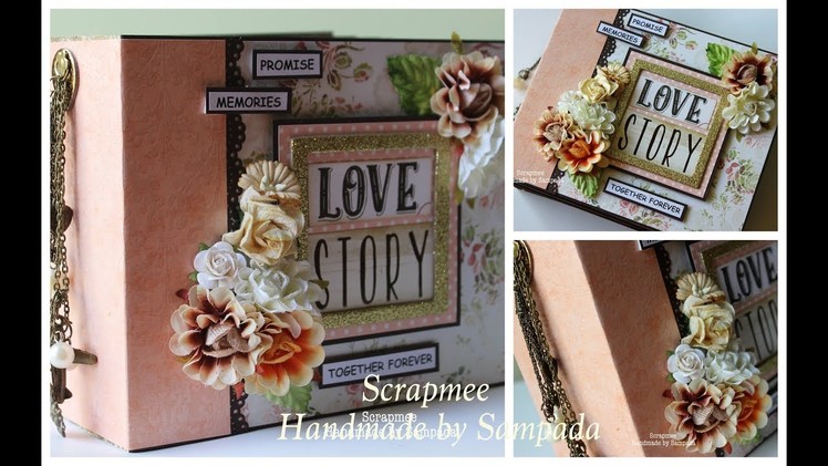 Love Story Mini Album | Trimcraft Love Story Papers | Handmade Scrapbook by Sampada