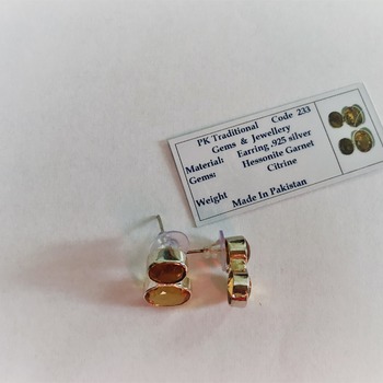 Natural Citrine Hessonite Garnet Gemstone Earrings in Gold Fill. November Birthstone Gift for Her