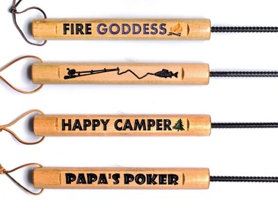 Personalized Fire Pit Pokers - Handmade in Medford, Wisconsin Ame High Log Crafts