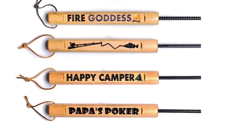 Personalized Fire Pit Pokers - Handmade in Medford, Wisconsin Ame High Log Crafts