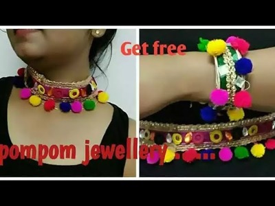 Pompom Jewelry  | Navratri jewelry | Kamarband and Bangles