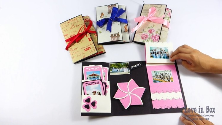 Scrapbook  Flower Card-Exploding Surprise Handmade Gift Love in Box-Photo Album DIY easy