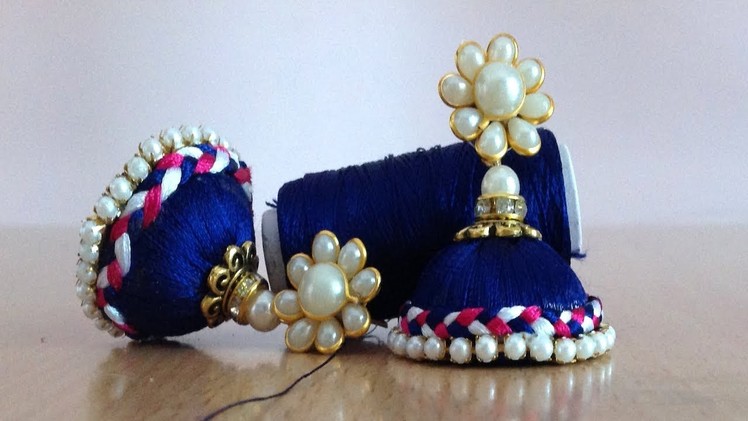 Silk thread Jhumka II Handmade silk thread jhumka earrings with a braid twist