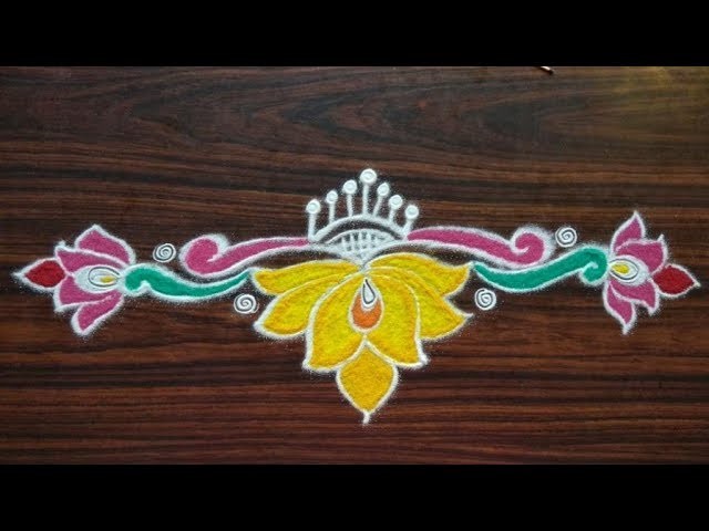 #32 Free Hand  Lotus Border Rangoli for Diwali | Rangoli Tutorial | Rangoli For Beginners