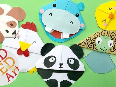 5 Kawaii Bookmark Corners - DIY Kawaii Animals - DIY Panda, Puppy Dog, Chicken, Chick, Hippo, Turtle