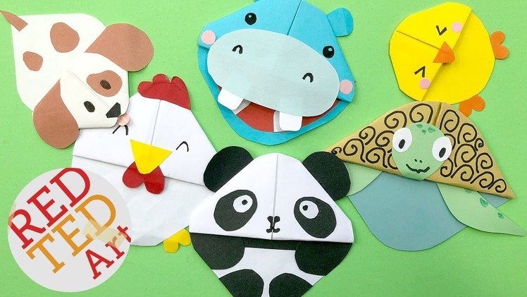 5 Kawaii Bookmark Corners - DIY Kawaii Animals - DIY Panda, Puppy Dog, Chicken, Chick, Hippo, Turtle