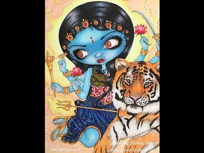 {Adult Coloring Tutorial} Durga and the Tiger Jasmine Becket-Griffith