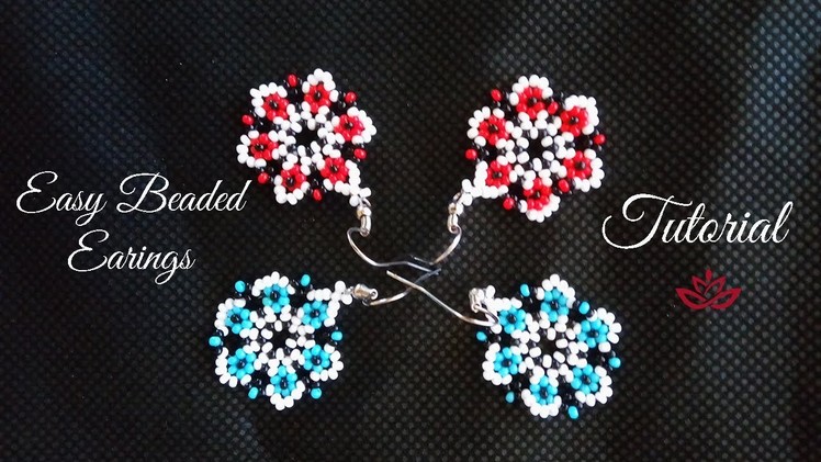 Beaded flower earrings - tutorial