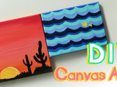 Canvas Art DIY: how to draw sunset & wave with acrylic paint