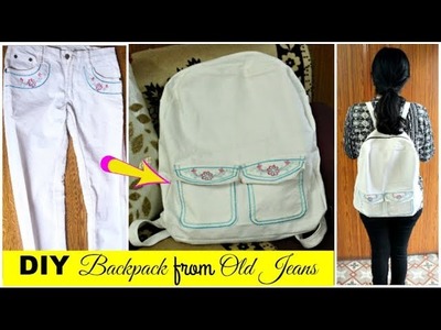 DIY Backpack from old Jeans | How to make a Backpack with Zipper from Old Jeans | Recycle Old Denims