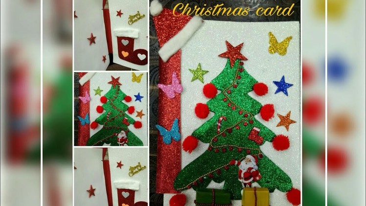 DIY Christmas card.easy way to make Christmas  card using sparkle foam sheet