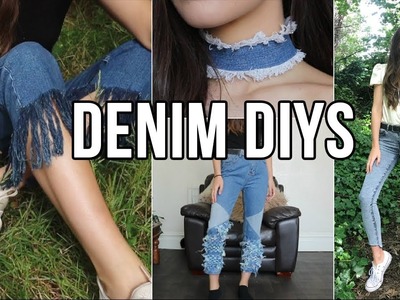 DIY CLOTHES DENIM (3 jeans and 1 choker)