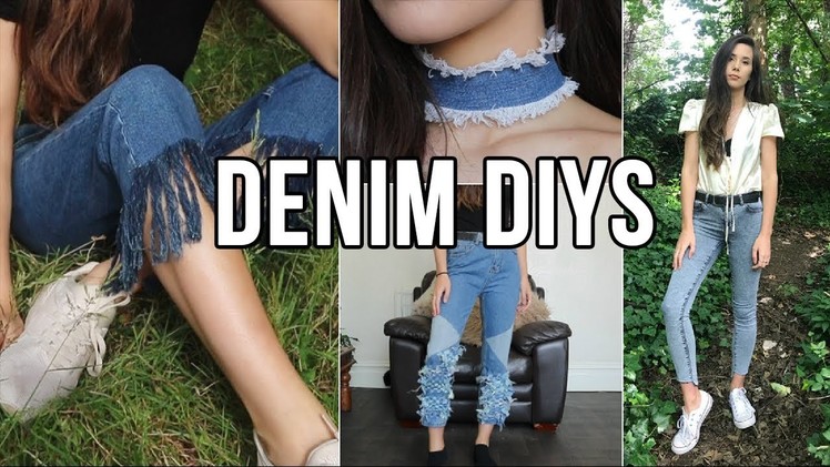 DIY CLOTHES DENIM (3 jeans and 1 choker)