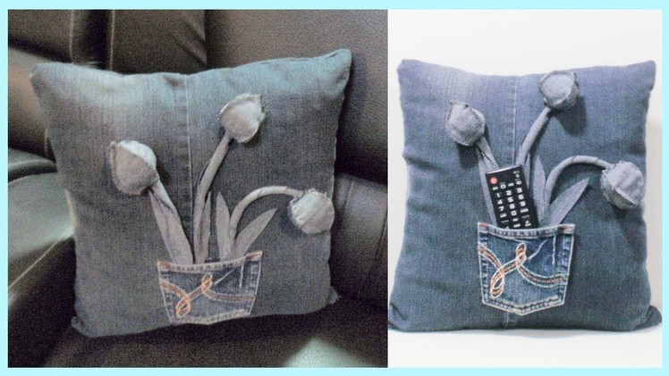DIY Denim Pillow Case from Old Jeans ( How to Make Your Own Pillow Case at Home)