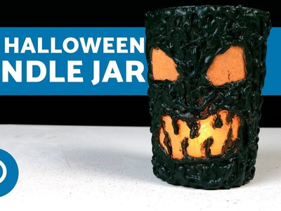 DIY Halloween Candle Jar - Spooky Face Candle Holder