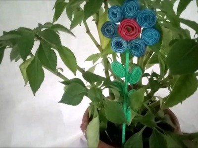 DIY How to make a decorative garden flower using plastic bag