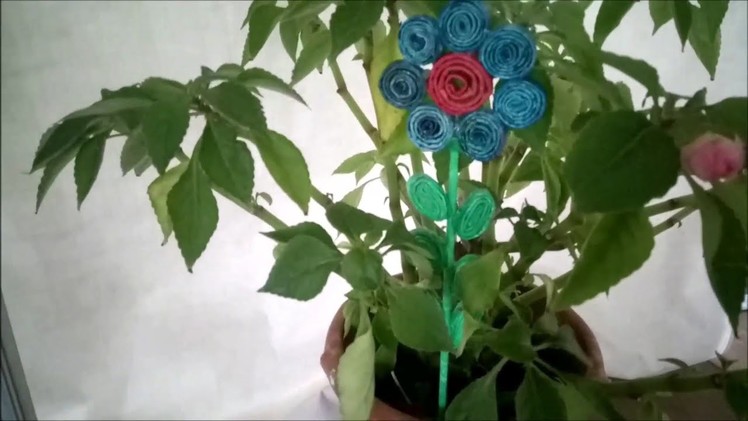 DIY How to make a decorative garden flower using plastic bag