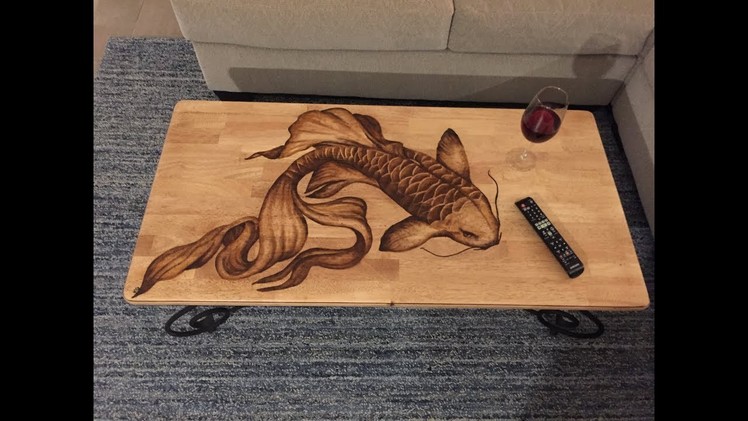 DIY - KOI FISH STAIN ART COFFEE TABLE - Upcycle old furniture!