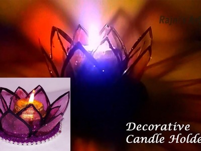 DIY Lotus Candle Holder from Plastic Bottle | Best Out Of Waste Decorative Candle Stand