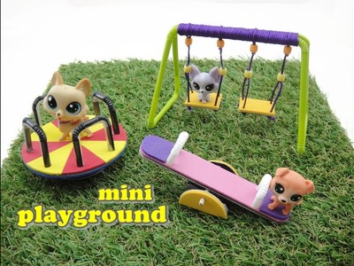 DIY Miniature Doll Mini Playground Swing, Seesaw and Merry Go Round - Really Works!