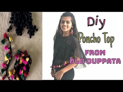 DIY :- Poncho Top For Festive Season | Pom poms and Tassel lace | Rutuja Jagtap |