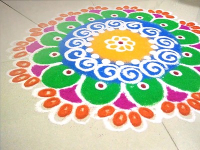 Easy & beautiful rangoli design - SANSKAR BHARTI - Tutorial