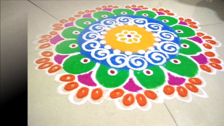 Easy & beautiful rangoli design - SANSKAR BHARTI - Tutorial